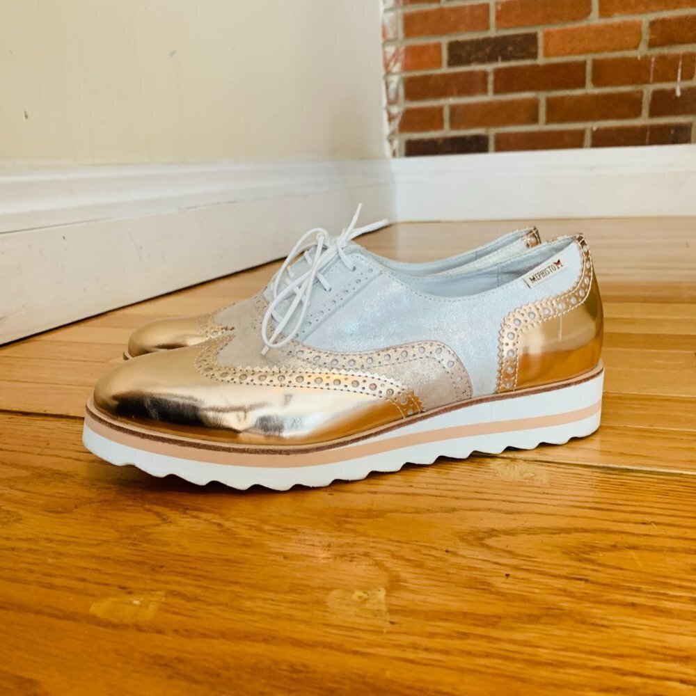 Mephisto Women's Yael Oxford Sparkle Leather Walking Sneakers Shoes 8.5 - Picture 1 of 13
